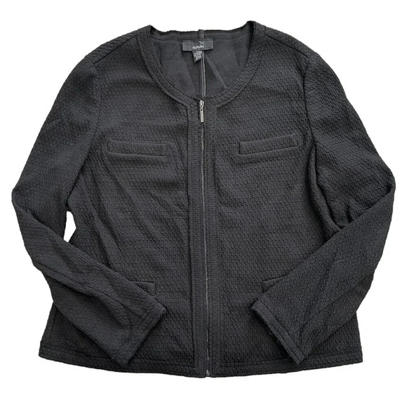 Alfani Black Textured Zipper Blazer L - Picture 1 of 3